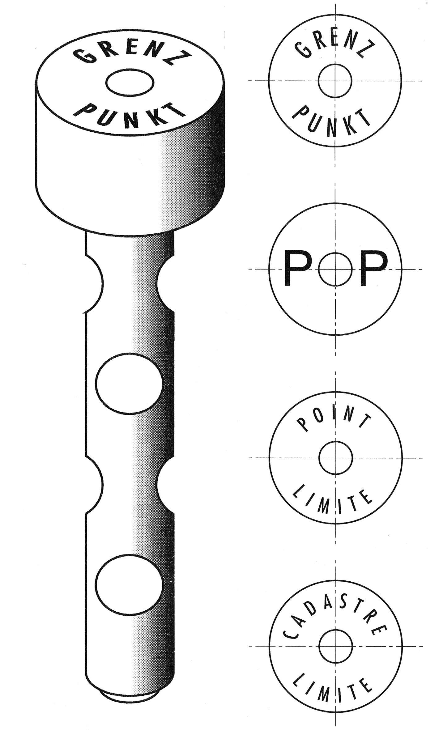 Messingbolzen mit Zentrumsloch "PP"